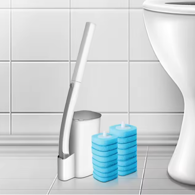 Disposable Snap On Toilet Brush Cleaner Wand with Replacement Heads