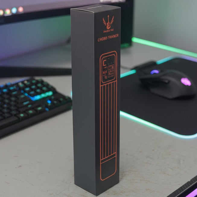 Chord trainer box on a desk