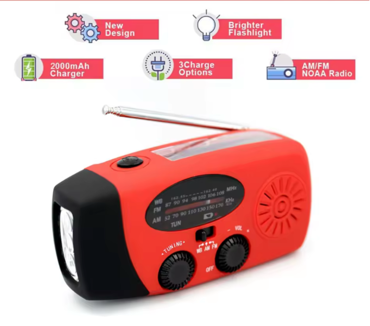 Emergency Survival Portable Radio Kit Charging Power Hub with Solar Power Flashlight