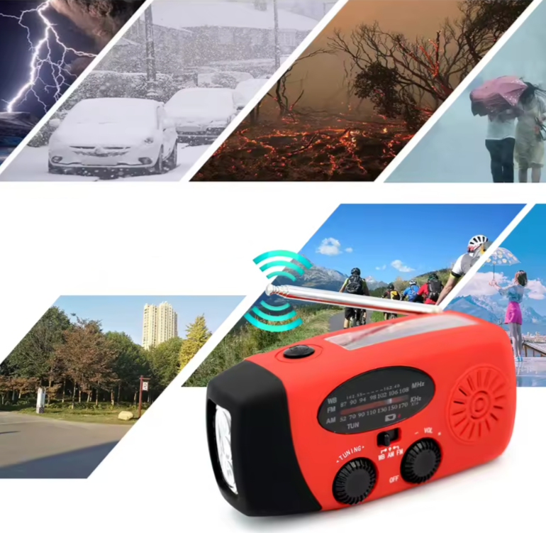 Emergency Survival Portable Radio Kit Charging Power Hub with Solar Power Flashlight