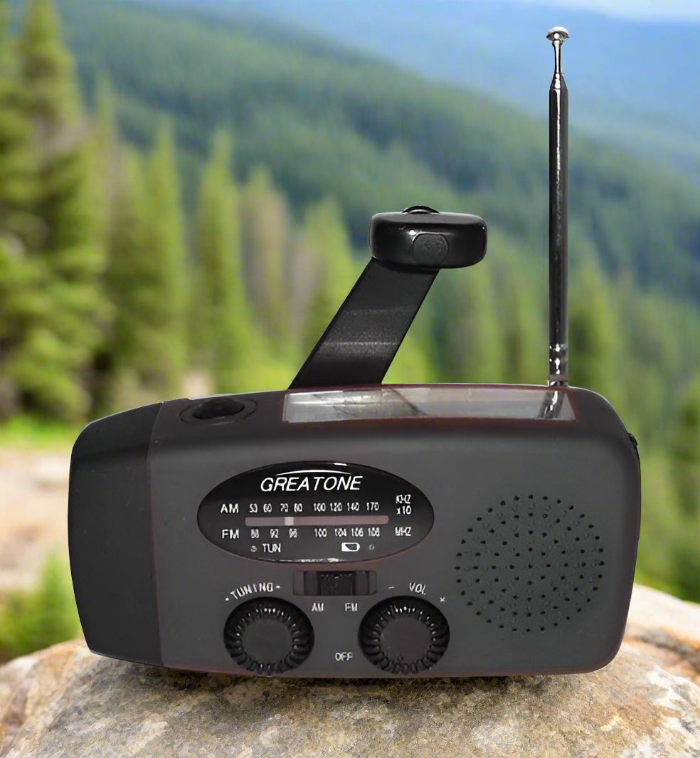 Emergency Survival Portable Radio Kit Charging Power Hub with Solar Power Flashlight