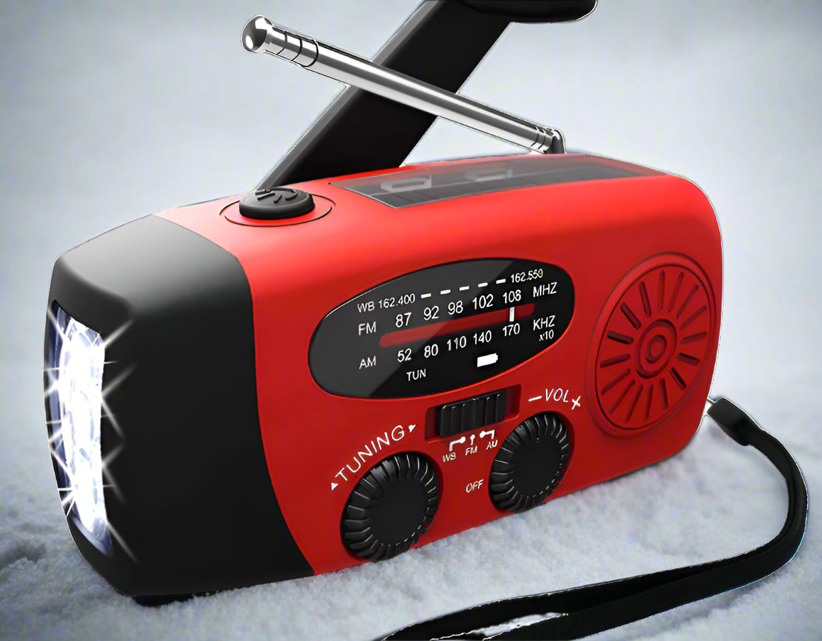 Emergency Survival Portable Radio Kit Charging Power Hub with Solar Power Flashlight