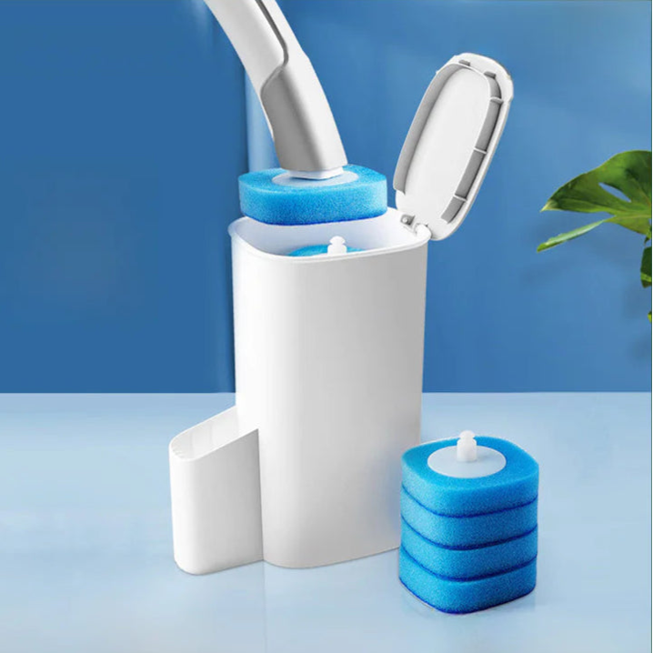 Disposable Snap On Toilet Brush Cleaner Wand with Replacement Heads