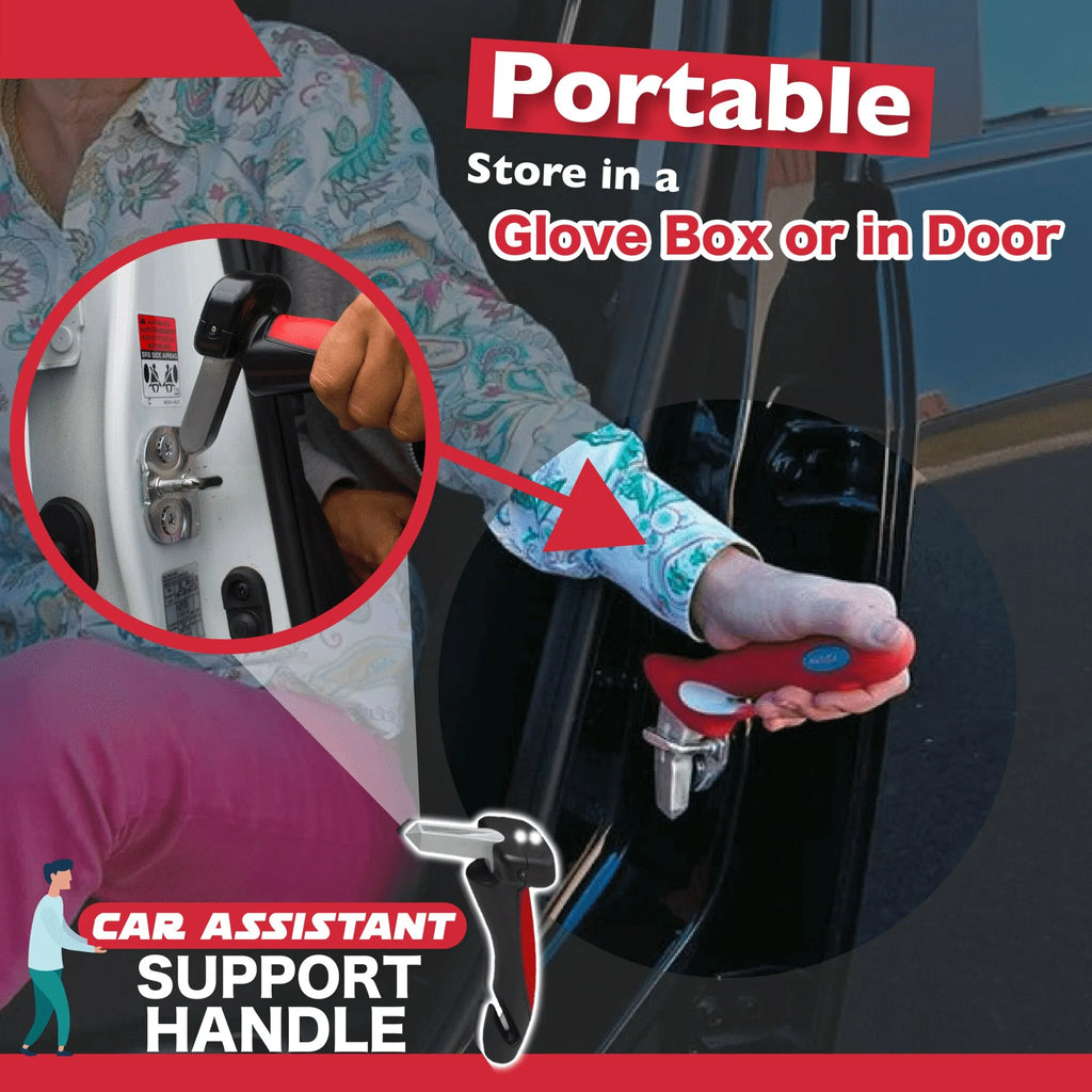 DriveEase Safe Handle Car Door Mobility Safety Assistance Bar with Emergency Window Breaker, Seatbelt Cutter and Flashlight