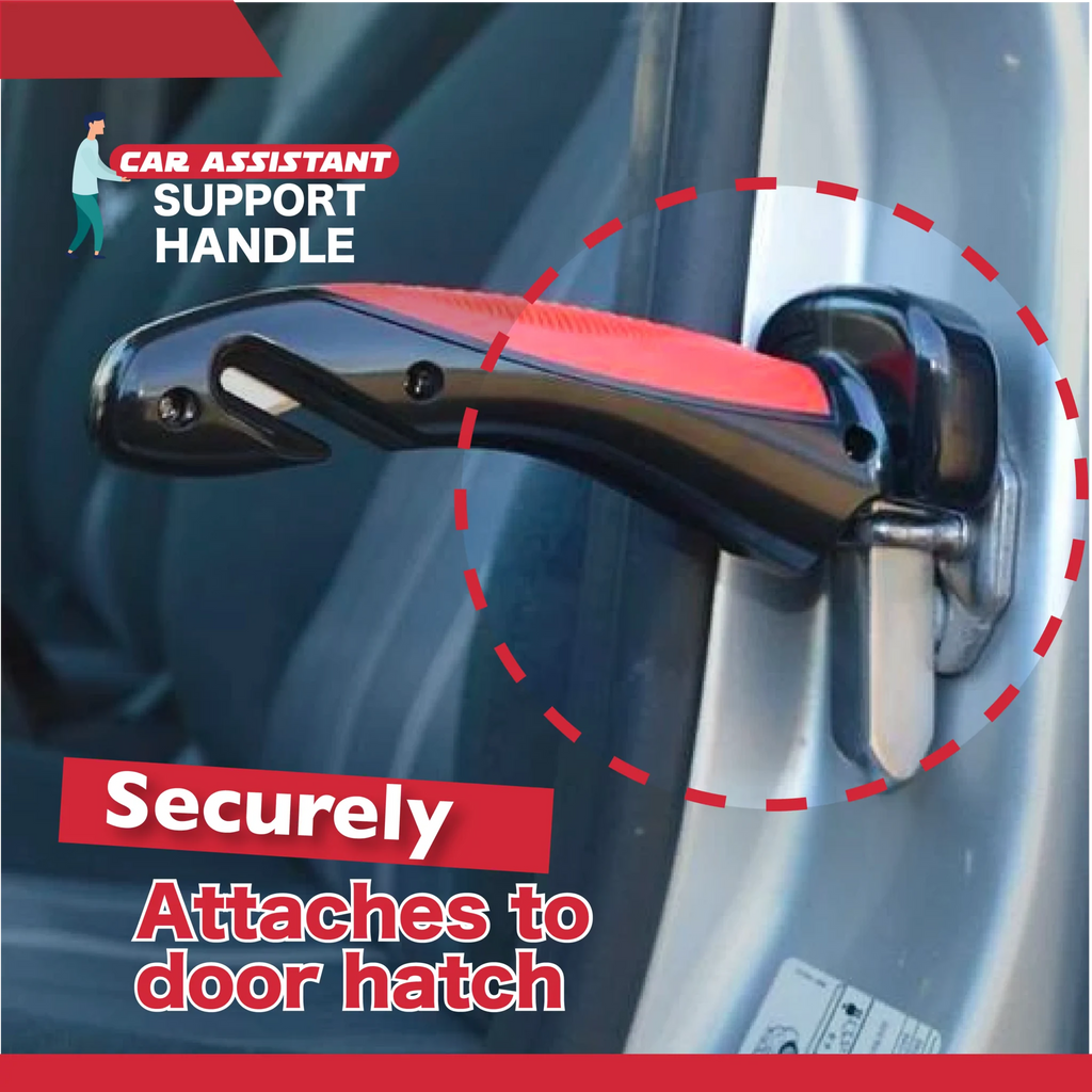 DriveEase Safe Handle Car Door Mobility Safety Assistance Bar with Emergency Window Breaker, Seatbelt Cutter and Flashlight