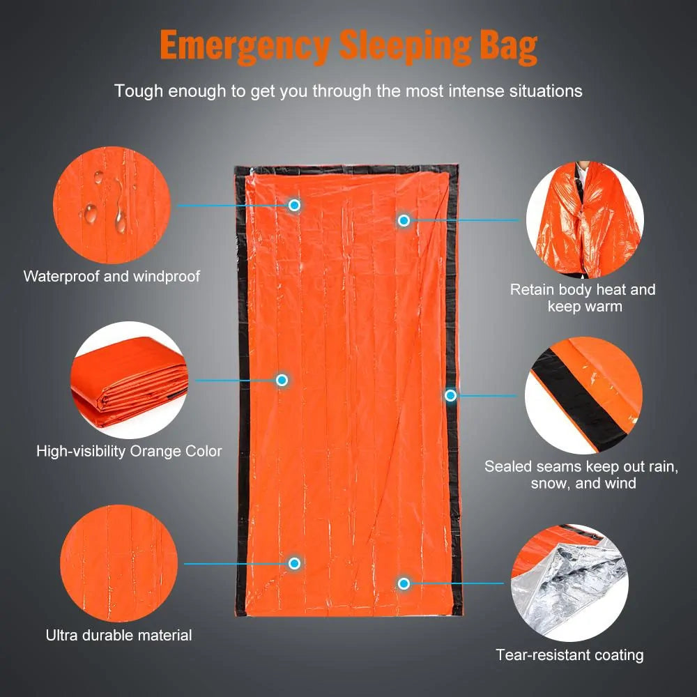 Emergency Survival Waterproof Thermal Sleeping Bag High Visibility Rescue Blanket