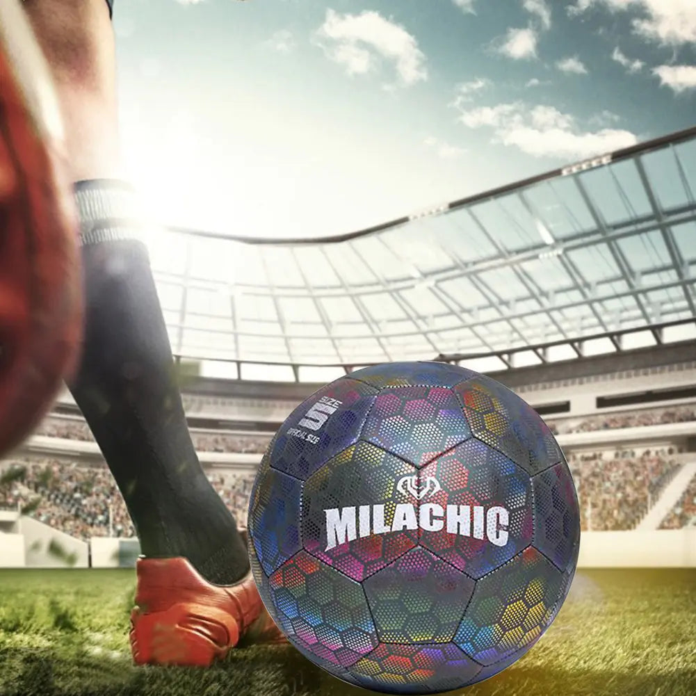 Milachic Holographic Glowing Reflective Sports Soccer Ball Football