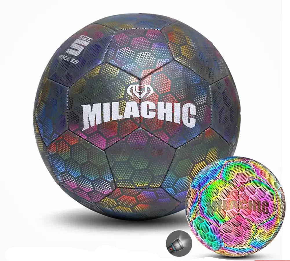 Milachic Holographic Glowing Reflective Sports Soccer Ball Football