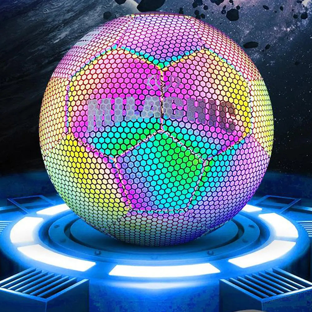 Milachic Holographic Glowing Reflective Sports Soccer Ball Football