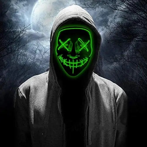 Neon Glow LED Light Up Halloween Costume Mask