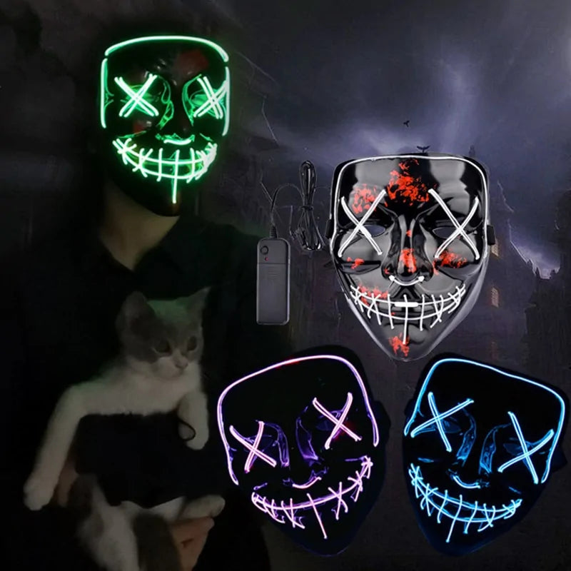 Neon Glow LED Light Up Halloween Costume Mask