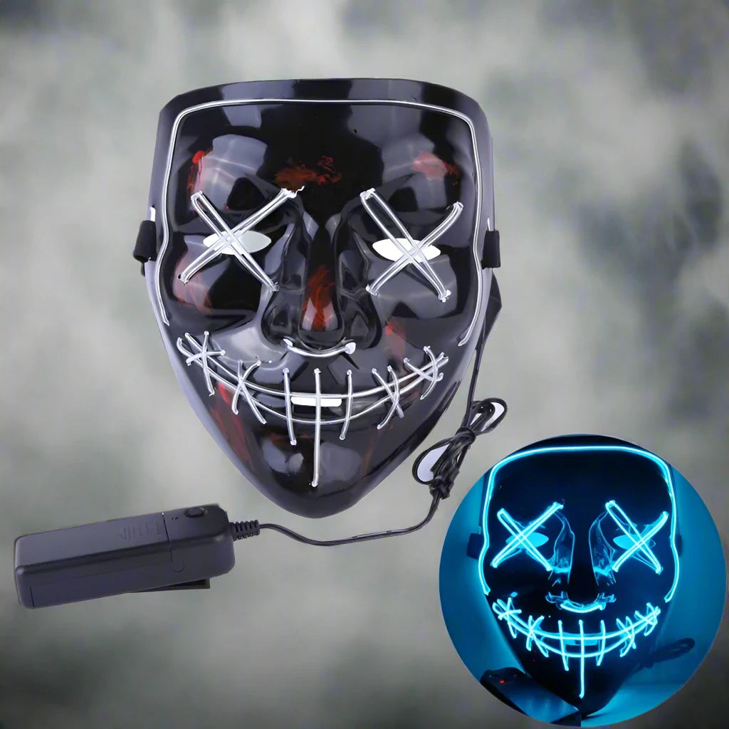 Neon Glow LED Light Up Halloween Costume Mask