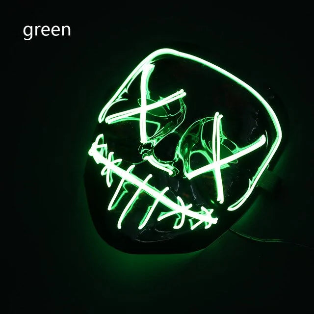 Neon Glow LED Light Up Halloween Costume Mask