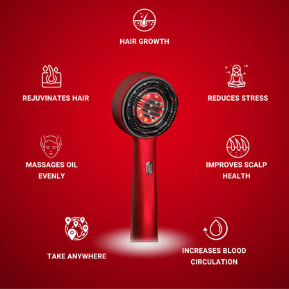 Vitality Locks Scalp Massager Red Light Therapy Electric Hair Regrowth Brush