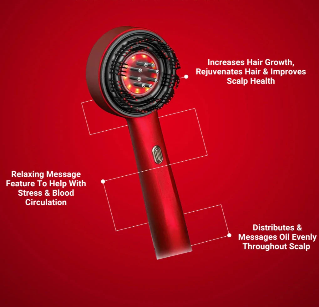 Vitality Locks Scalp Massager Red Light Therapy Electric Hair Regrowth Brush